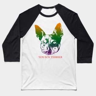 The toy fox terrier head is Violet, Green, Orange Baseball T-Shirt